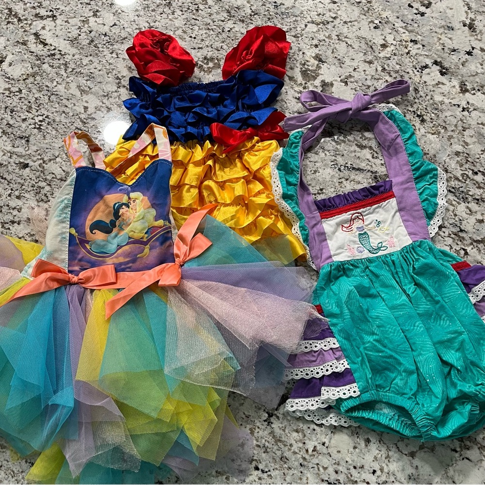 3 Colorful Princess and Mermaid Kids Disney princess Set